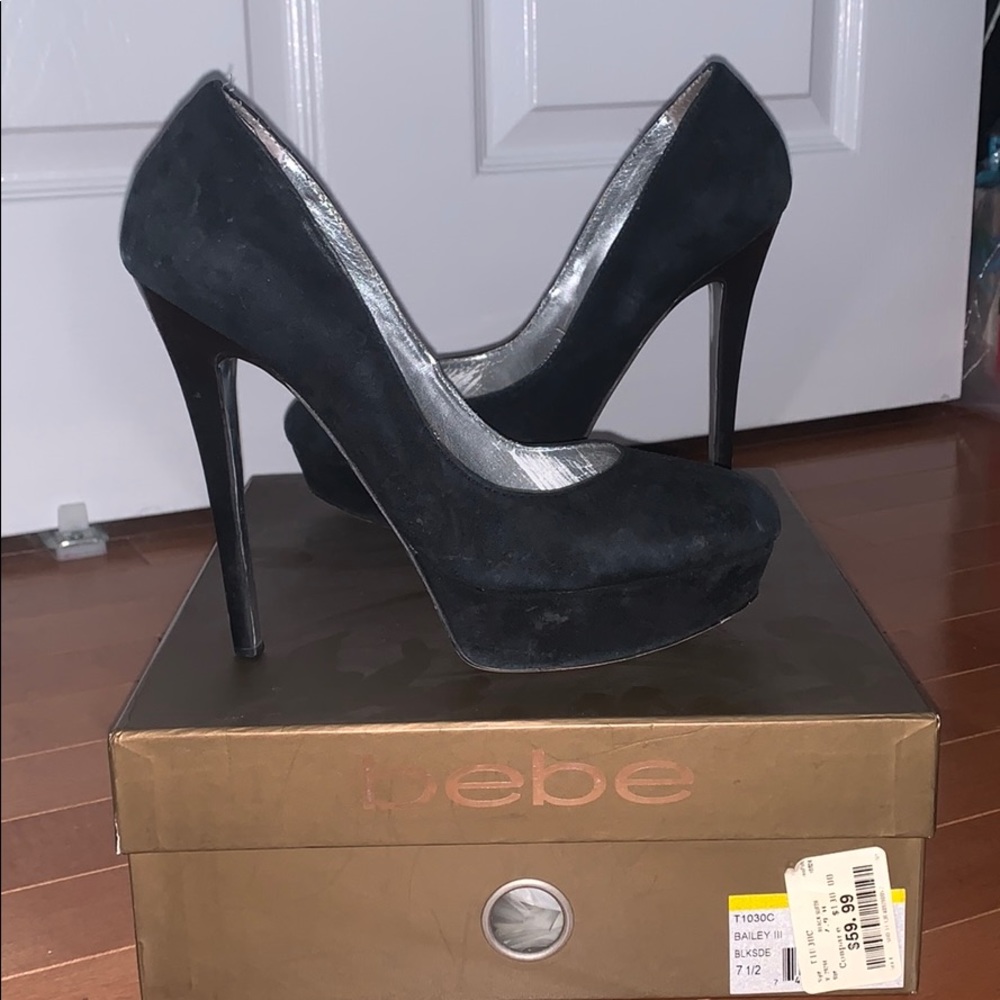 Bebe Black Suede Heels